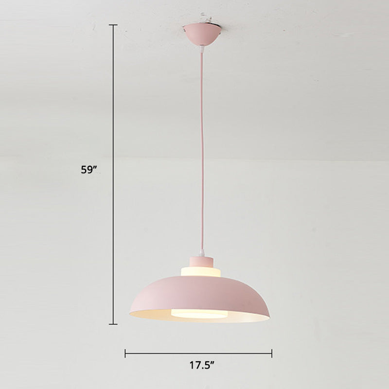 Macaron Single-Bulb Aluminum Ceiling Pendant Light With Acrylic Shade