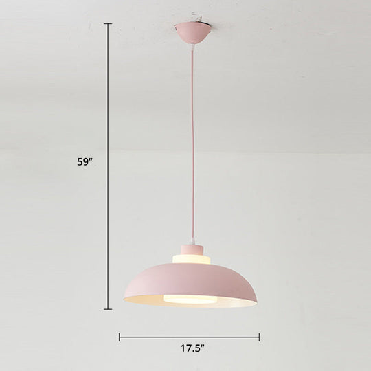 Macaron Single-Bulb Aluminum Ceiling Pendant Light With Acrylic Shade