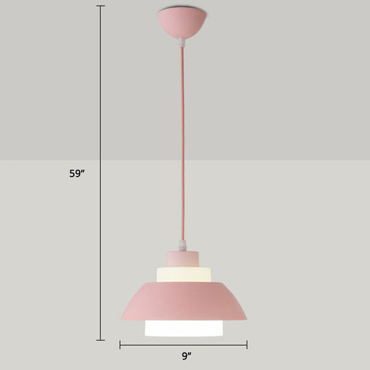 Macaron Single-Bulb Aluminum Ceiling Pendant Light With Acrylic Shade