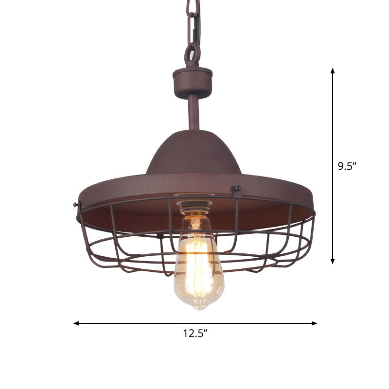 Industrial Metal Pendant Ceiling Lamp: Single-Shade Suspension Lighting For Bistro