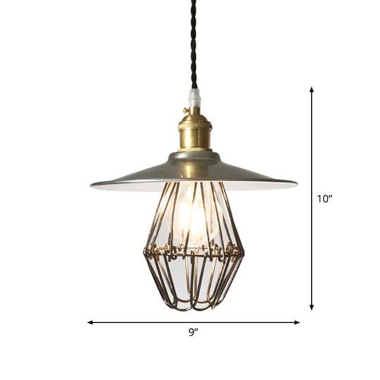 Industrial Metal Pendant Ceiling Lamp: Single-Shade Suspension Lighting For Bistro