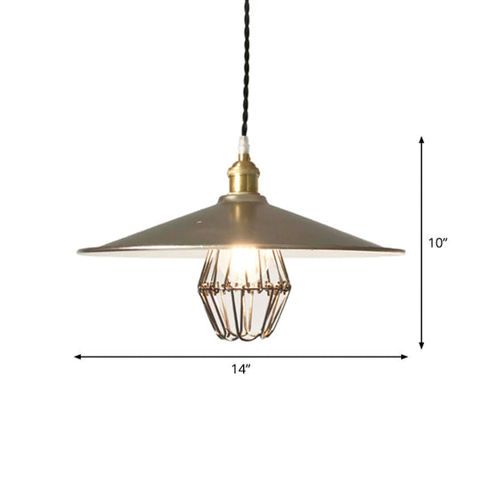 Industrial Metal Pendant Ceiling Lamp: Single-Shade Suspension Lighting For Bistro
