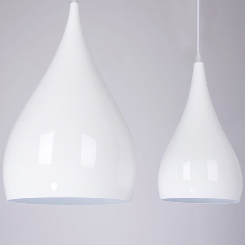 Macaron Metal Teardrop Pendant Light Fixture – Suspended 1-Light For Dining Room Ceiling White /