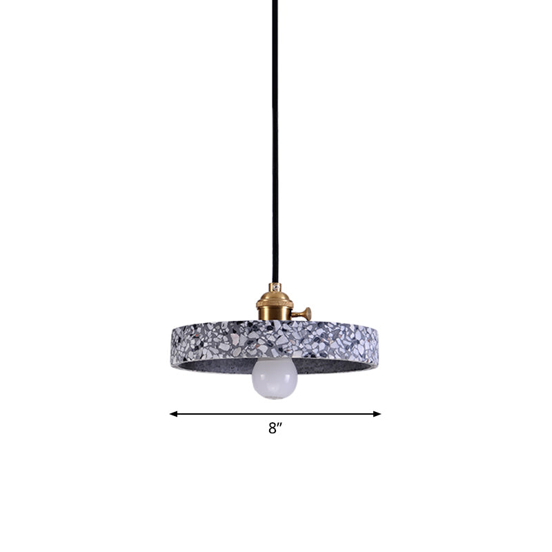 Terrazzo Single Simplicity Pendant Lamp: Round Bedside Hanging Light Fixture With Rotary Switch