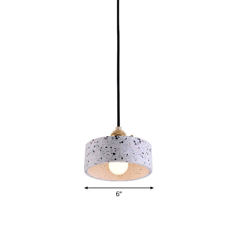 Sleek Terrazzo Single Pendant Lamp: Round Bedside Hanging Light Fixture With Rotary Switch