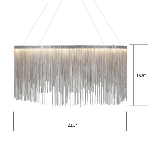 Led Chain Fringe Chandelier - Modern Metal Pendant Light For Living Room