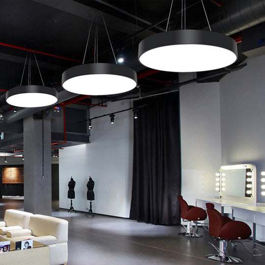 Modern Led Pendant Light: Simple Round Metal Lighting Fixture For Office