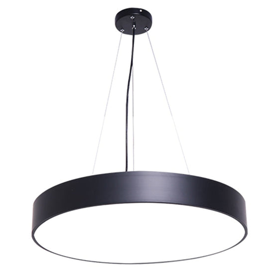 Modern Led Pendant Light: Simple Round Metal Lighting Fixture For Office Black / 16