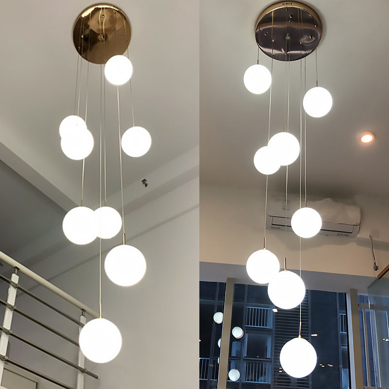 Minimalist Cream Glass Bubble Pendant Ceiling Light In Gold For Staircases And More 8 /
