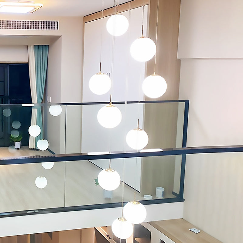 Minimalist Cream Glass Bubble Pendant Ceiling Light In Gold For Staircases And More