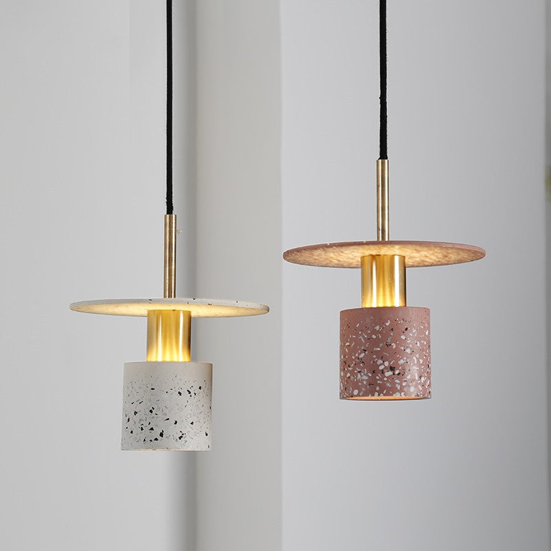 Terrazzo Drop Pendant Ceiling Lamp For Dining Room Modern Design Single Bulb Suspension Pink / 8