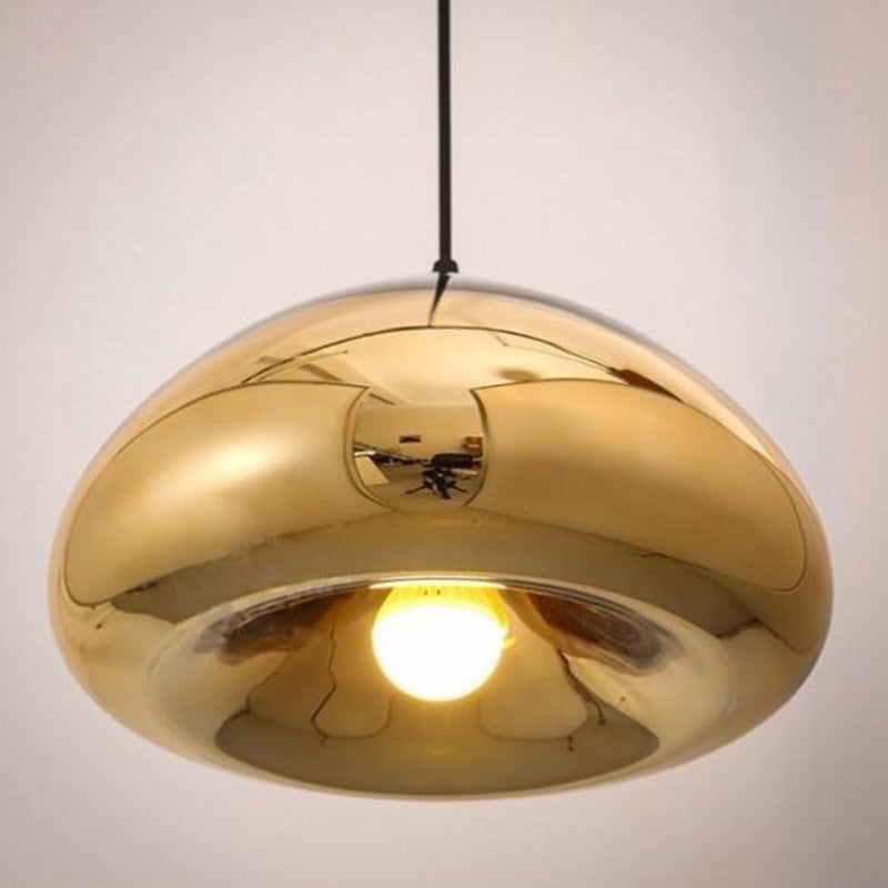 Postmodern Blown Glass Pendant Light - Recessed Shade 1 Head Ideal For Restaurants And Ceilings