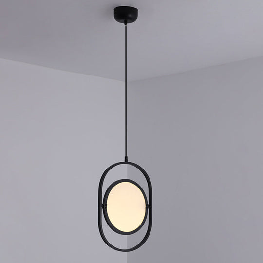 Minimalistic Led Pendant Lamp In Black For Bedside With Acrylic Shade / Vertical