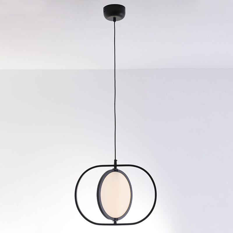 Minimalistic Led Pendant Lamp In Black For Bedside With Acrylic Shade / Horizontal