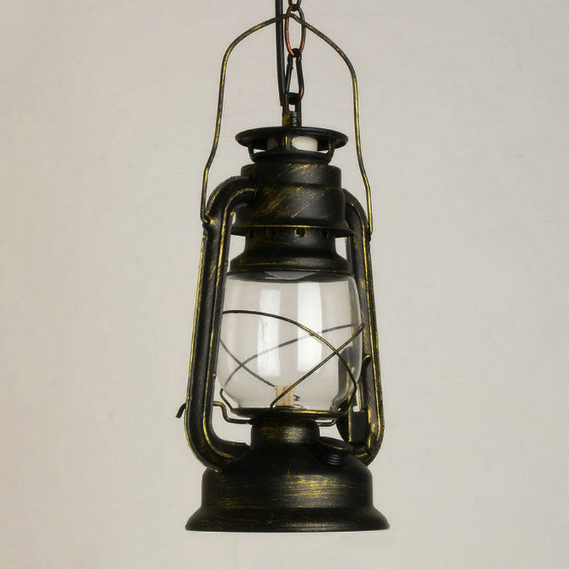Nautical Kerosene Lantern Pendant Light - Clear Glass Hanging Lamp For Corridor