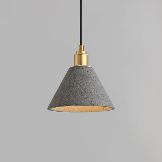 Minimalist Concrete Conical Pendant Light Fixture - 1 Head Ceiling Suspension Lamp