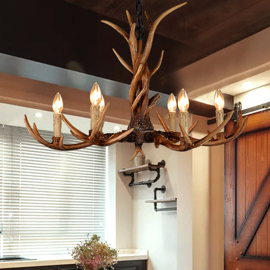Antler Chandelier: Resin Countryside Living Room Lighting