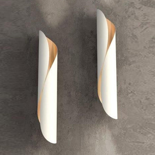 Minimalistic Metal Corridor Wall Sconce Light - 2-Head Scroll Fixture White