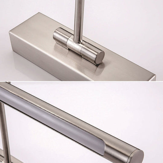 Swing Arm Tube Led Picture & Vanity Sconce Light - Minimalist Metal Bathroom Lighting Nickel / 14