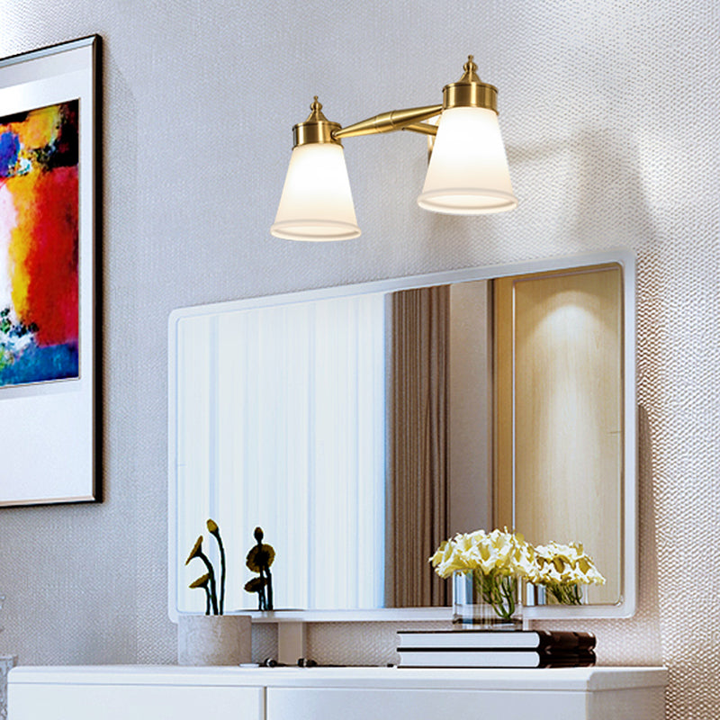 Hand-Blown Cream Glass Bath Wall Sconce Light - Postmodern Tapered Vanity Lighting