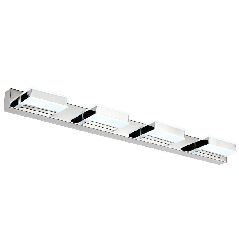 Modern Geometric Led Vanity Wall Light In Nickel Finish - Contemporary Metal Lighting