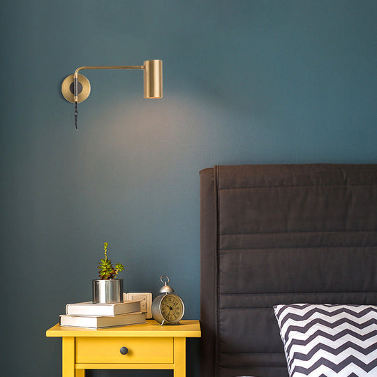 Minimalistic Metal Adjustable Tubular Wall Lamp With 1-Light Bedside Spotlight