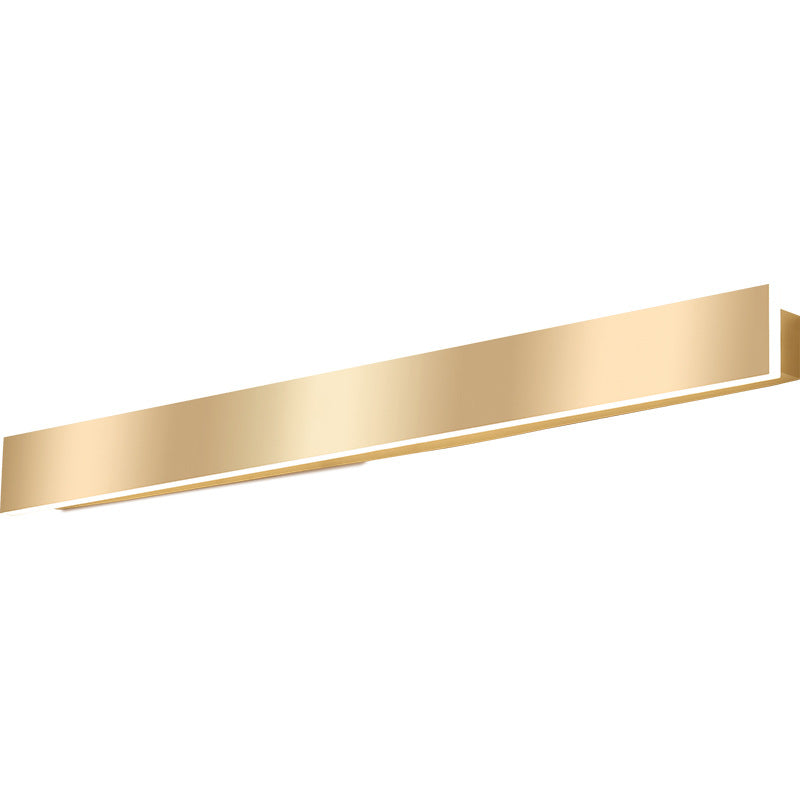 Minimalist Gold Plated Led Wall Sconce For Living Room - Aluminum Bar Shaped Flush Light