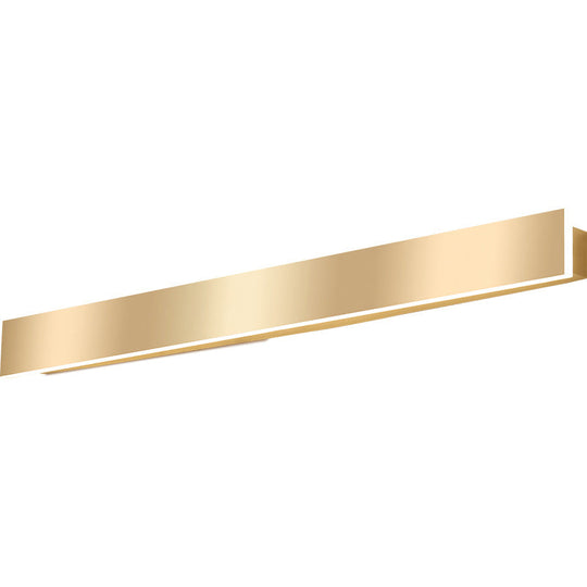 Minimalist Gold Plated Led Wall Sconce For Living Room - Aluminum Bar Shaped Flush Light