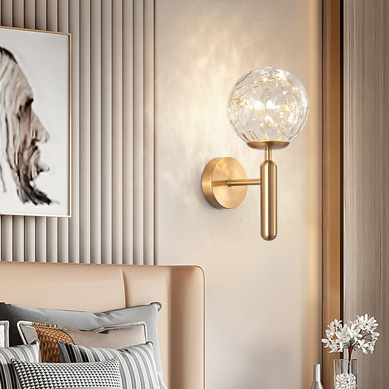 Postmodern Ball Led Starry Wall Sconce With Glass Shade - Bedroom Lighting