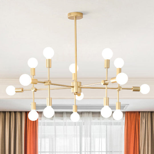 Industrial Metal Bulb Chandelier: Open Design 9/12 Lights Black/Brass Pendant Lighting For Dining