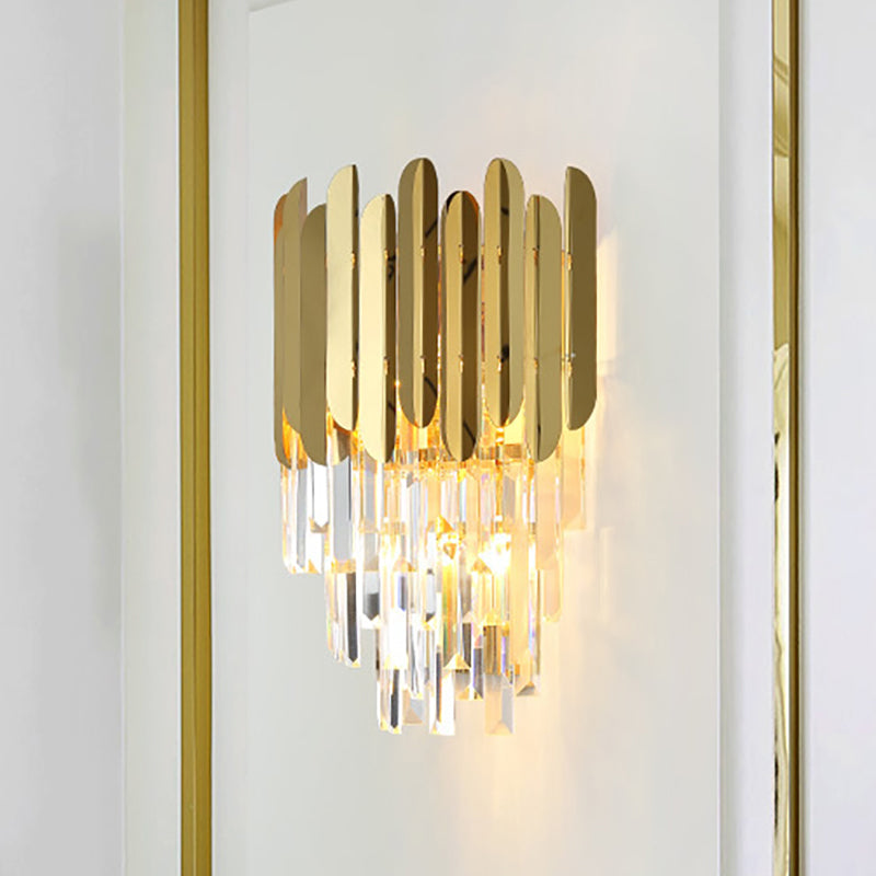 Modernist Metal And Crystal Bedside Wall Lamp With 1 Brass Light