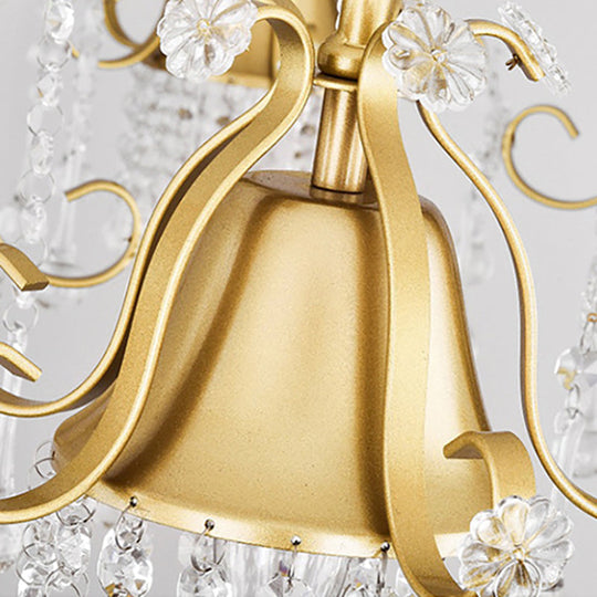 Gold Led Crystal Pendant Chandelier - Mid-Century Branch Design For Living Room