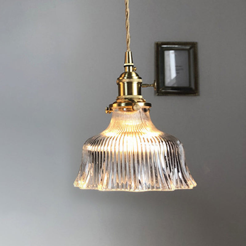 Fluted Glass Pendant Light With Brass Lamp Socket - Contemporary Kitchen Lighting
This Revised