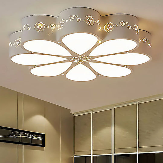 White Etched Petal Metal Ceiling Light For Kids Bedroom Or Bathroom / D