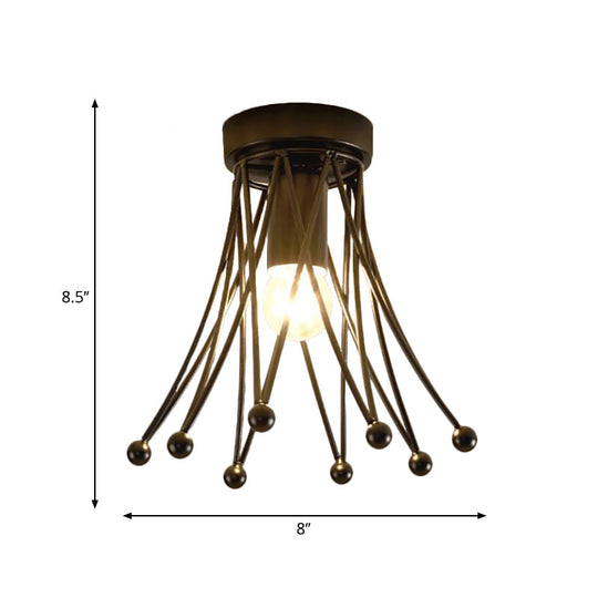 Modern Metallic Crown Flush Mount Ceiling Light For Kids | 1 - Light Black/Gold/White