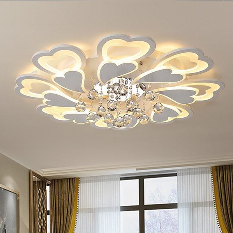 Loving-Heart Led Flush Light In Warm/White - Contemporary Acrylic Design 27/31.5 Wide