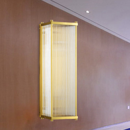 Modern Gold Wall Sconce Light With Fluted Crystal Detail Perfect For Living Room