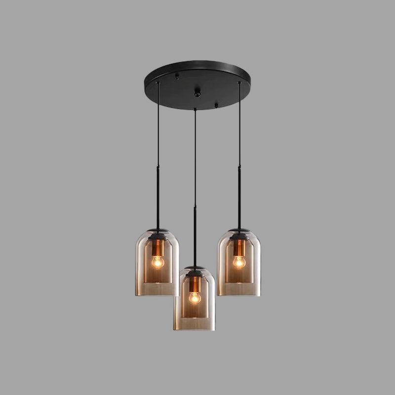 Modern Glass Bell Pendant Lamp For Stylish Bedroom Ceiling 3 / Cognac Round
