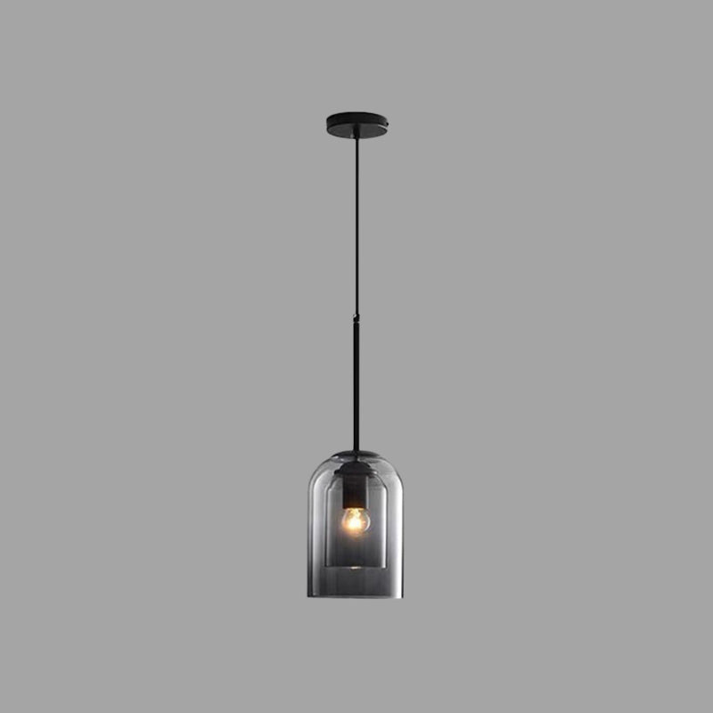 Modern Glass Bell Pendant Lamp For Stylish Bedroom Ceiling 1 / Grey Round