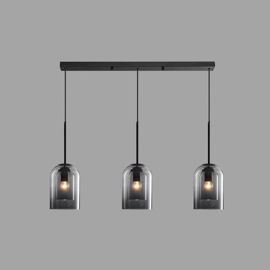 Modern Glass Bell Pendant Lamp For Stylish Bedroom Ceiling 3 / Grey Linear