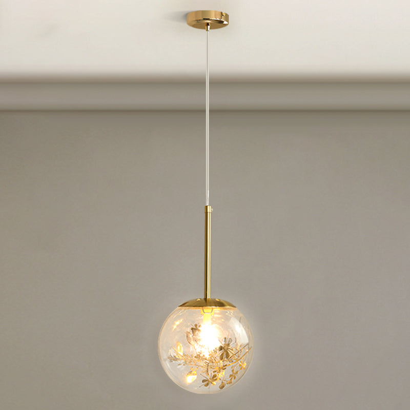 Gold Spherical Glass Pendant Ceiling Light - Modern & Elegant Bedroom Lamp / 8’ Flower