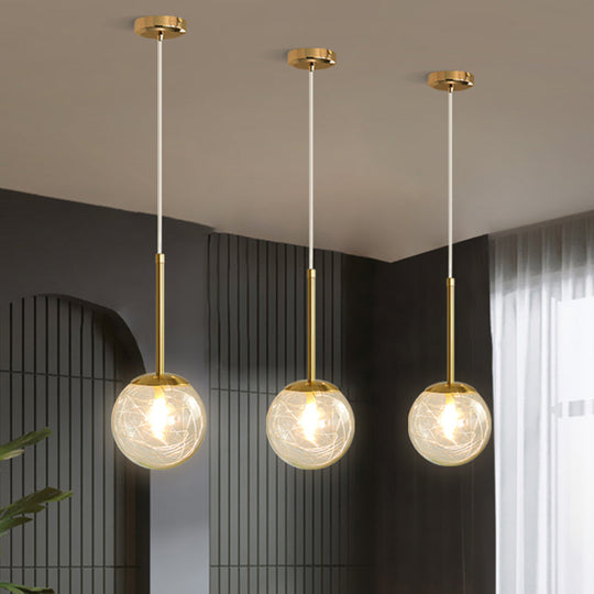 Gold Spherical Glass Pendant Ceiling Light - Modern & Elegant Bedroom Lamp