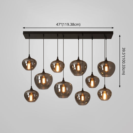 Contemporary Smoked Glass Gray Pendant Light For Dining Room Table