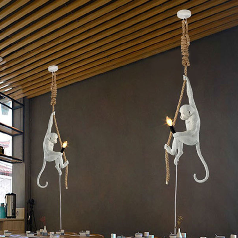 Art Deco Monkey Hanging Lamp - Resin Pendant For Kids Bedroom Lighting