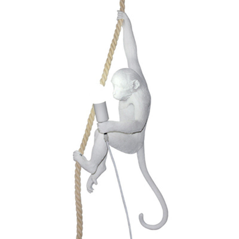 Art Deco Monkey Hanging Lamp - Kids Bedroom Pendant With 1 Light And Down Lighting