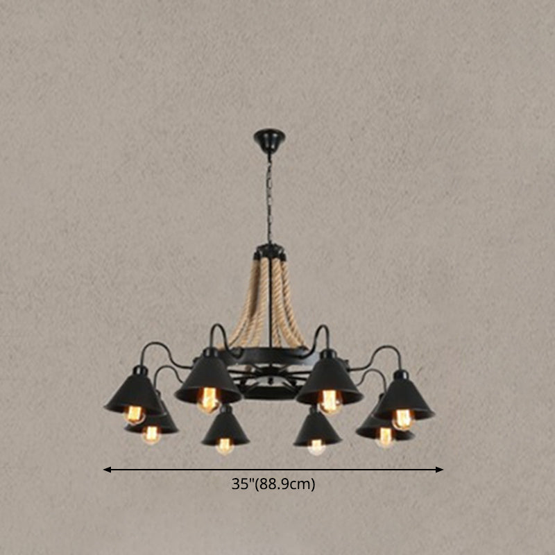 Industrial Wagon Wheel Chandelier With Adjustable Chain For Restaurant Ceiling