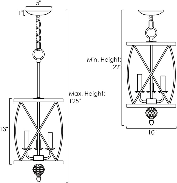 Farmhouse Trellis Cage Ceiling Chandelier With Hanging Chain - Classic Metal Light