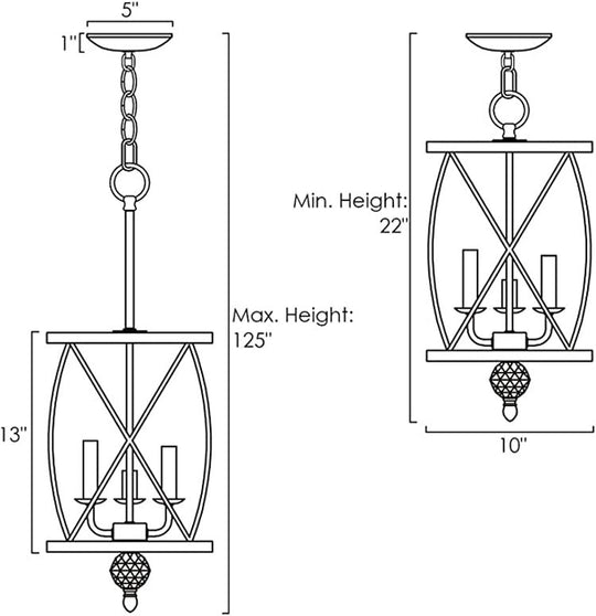 Farmhouse Trellis Cage Ceiling Chandelier With Hanging Chain - Classic Metal Light