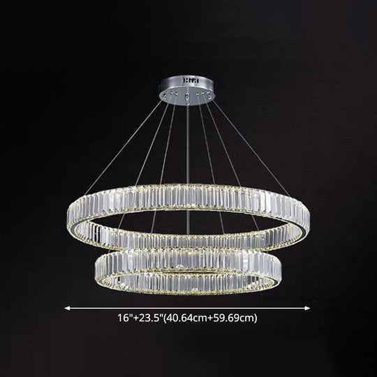Contemporary Led Crystal Chandelier Pendant Light For Living Room