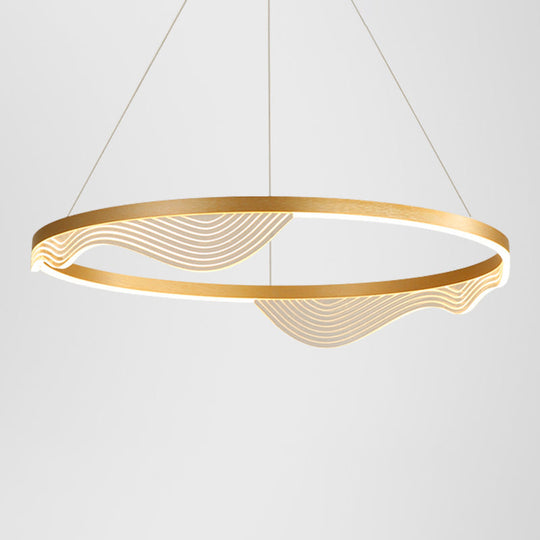 Stylish Lace-Adorned Metal Chandelier: Ultra-Modern Suspension Lighting For Living Room Gold / 39.5’